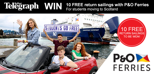 10 Free Student Sailings with P&O Ferries from Larne to Cairnryan to be won!